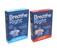 Breathe Right Clear Large 10 Pieces + Breathe Right Extra Strength Beige 8 Pieces - Nasal Strips for Snoring, Nose Strips for Breathing, Blocked Nose Relief, Drug-Free Snoring Aid for Men and Women