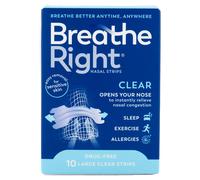 Breathe Right Congestion Relief Nasal Strips Clear Large 10 Strips 10 Strips