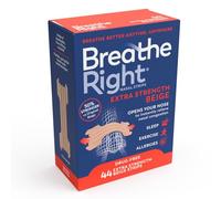 Breathe Right Extra Strength Beige 44 Pieces, Nasal Strips for Snoring, Nose Strips for Breathing, Blocked Nose Relief, Drug-Free Snoring Aid for Men and Women, Pack of 44
