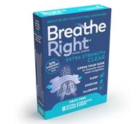 Breathe Right Extra Strength Clear 8 Pieces, Nasal Strips for Snoring, Nose Strips for Breathing, Blocked Nose Relief, Drug-Free Snoring Aid for Men and Women, Pack of 8