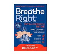 Breathe Right Extra Strength Beige 8 Pieces, Nasal Strips for Snoring, Nose Strips for Breathing, Blocked Nose Relief, Drug-Free Snoring Aid for Men and Women, Pack of 8