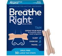 Breathe Right Nasal Strips to Stop Snoring, Drug-Free, Original Tan Large, 30 count, 2 Packages