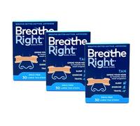 Breathe Right Nasal Strips to Stop Snoring, Drug-Free, Original Tan Large, 30 count, 3 Packages