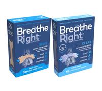 Breathe Right Original Tan, Beige Large 30 Pieces + Breathe Right Clear Large 10 Pieces - Nasal Strips for Snoring, Nose Strips for Breathing, Blocked Nose Relief