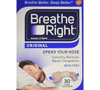 Breathe Right Snoring Congestion Relief Nasal Strips, Large, Original, 30 Strips