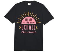 Breathe The Calm Exhale Chaos Saying - Tahirt Funny Yoga Comfort Colors Adult Heavyweight T-Shirt