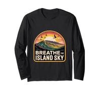 Breathe The Island Sky Tropical Mountain Sunset Birds Long Sleeve T-Shirt