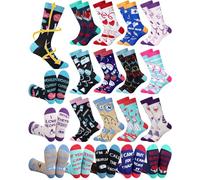 Breathffy 12 Pairs Funny Nurse Socks for Women Men Circulation 15-25 Mmhg Compression Socks Cotton Doctor Socks Nursing Gifts Novelty Crew Socks for Dental Nurse Assistant Athletic Outdoor Sport,