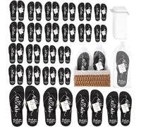 Breathffy 24 Pairs Wedding Flip Flops Bulk Slippers Flip Flops Women Wedding Sandals with Size Cards Drawstring Bags, Black, One Size