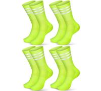 Breathffy 4 Pairs Glow in Dark Socks Cycling Socks High Reflective Running Socks Night Safety Socks Compression Athletic Sock, Fluorescent Green, Large