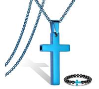 Breathing Anxiety Necklace for Men Cross Pendant Breathing Necklace for Anxiety Stress Relief Relaxation Mindfulness Meditation Men Women Anxiety Necklace Breathing with Inspirational Bible Verse