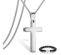 Breathing Anxiety Necklace for Men Cross Pendant Breathing Necklace for Anxiety Stress Relief Relaxation Mindfulness Meditation Men Women Anxiety Necklace Breathing with Inspirational Bible Verse
