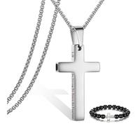 Breathing Anxiety Necklace for Men Cross Pendant Breathing Necklace for Anxiety Stress Relief Relaxation Mindfulness Meditation Men Women Anxiety Necklace Breathing with Inspirational Bible Verse