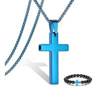 Breathing Anxiety Necklace for Men Cross Pendant Breathing Necklace for Anxiety Stress Relief Relaxation Mindfulness Meditation Men Women Anxiety Necklace Breathing with Inspirational Bible Verse