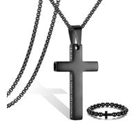 Breathing Anxiety Necklace for Men Cross Pendant Breathing Necklace for Anxiety Stress Relief Relaxation Mindfulness Meditation Men Women Anxiety Necklace Breathing with Inspirational Bible Verse