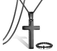 Breathing Anxiety Necklace for Men Cross Pendant Breathing Necklace for Anxiety Stress Relief Relaxation Mindfulness Meditation Men Women Anxiety Necklace Breathing with Inspirational Bible Verse