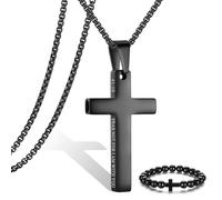 Breathing Anxiety Necklace for Men Cross Pendant Breathing Necklace for Anxiety Stress Relief Relaxation Mindfulness Meditation Men Women Anxiety Necklace Breathing with Inspirational Bible Verse