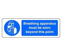 Breathing Apparatus Must Be Worn Beyond This Point - safety sign - 1.2mm Rigid plastic for indoor/outdoor usage (150mm x 50mm) Viewing Distance within 3m.