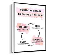 Breathing Grounding Exercise Print,Calming,Mental Health Poster,Mindfulness Practice Therapy Canvas Wall Art For Living Room Bedroom Office Home Decoration Artwork 121X6Inch Unframed