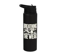 Breathing is for The Weak One Ink Swimming Slogan Stainless Steel Insulated Water Bottle