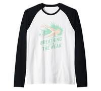 Breathing Is For The Weak Swimming Humor Raglan Baseball Tee