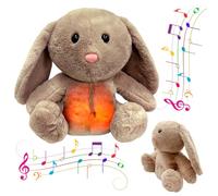 Breathing Koala, Anxiety Bear, Soothing Koala for Adults, Breathing Otter Sleep Buddy with Calming music, Light, Soft Plush Toy, Gift for Baby and Adults(Rabbit)