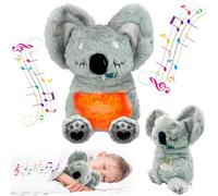 Breathing Koala, Anxiety Bear, Soothing Koala for Adults, Breathing Otter Sleep Buddy with Calming music, Light, Soft Plush Toy, Gift for Baby and Adults(Big Moving Ears)
