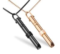 Breathing Necklace, 2PCS Anxiety Relief Necklace, Stress Relief Mindful Necklace, Quit Go Inhaler for Anxiety Relief, Meditation and Yoga (Black+Gold)