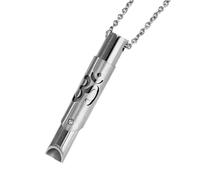 Breathing Necklace,Anti Anxiety Necklace,Relief Stress Aids Om Aum Breathlace,Stainless Steel Breathe Yoga Symbol Whistle Breathlink Natural Breathless,for Adults Meditation Stop Depression (Silver)