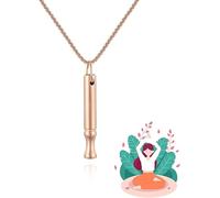 Breathing Necklace, Anxiety Necklace, Portable Stainless Steel Whistle Necklaces, Mindful Breathing Meditation Necklaces, Anxiety Gift for Women Men (Rose Gold)