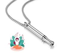 Breathing Necklace, Anxiety Necklace, Portable Stainless Steel Whistle Necklaces, Mindful Breathing Meditation Necklaces, Anxiety Gift for Women Men (Silver)