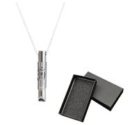 Breathing Necklace, Anxiety Necklace, Stop Vaping Aids - Steel Whistle with Storage Box for Stress Relief, Calm Breathing, Yoga Meditation, Relax Gift for Men and Women (Silver)