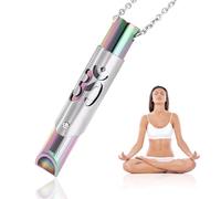 Breathing Necklace Anxiety Relief Necklace Mindful Breathlace Exercises Whistle Aids Breathe Yoga Symbol Inhaler Calm Carry,for Women Man Meditation Accessories(Color)