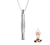 Breathing Necklace, Anxiety Relief Necklace, Stop Vaping Breath Link for Stress Relief & Calm Carry, Whistle Aids Air Inhaler for ADHD Yoga Meditation, Relax Gifts for Men Women (Silver)