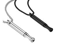 Breathing Necklace, Breathing Necklace, 2 Pcs Anti Anxiety Breathing Necklace, Stainless Steel Design; Ideal for Home, Office and Outdoor Use (Black, Silver)