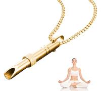 Breathing Necklace Breathlace with resistance,Breathing Necklace with resistance filter,for Stress Relief,Whistle for Exercises Meditation,Breath,Anti-Anxiety Inhaler,Necklaces,Breathless (Gold)