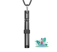 Breathing Necklace,Stop Stress & Anxiety Relief Breathlace Breath Whistle Shape Stainless Steel Necklaces,Breathlink Calm Carry Aids Inhaler,Breathnecklece for Adults Meditation Gifts (Black)