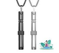 Breathing Necklace,Stop Stress & Anxiety Relief Breathlace Breath Whistle Shape Stainless Steel Necklaces,Breathlink Calm Carry Aids Inhaler,Breathnecklece for Adults Meditation Gifts (Silver+Black)