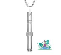 Breathing Necklace,Stop Stress & Anxiety Relief Breathlace Breath Whistle Shape Stainless Steel Necklaces,Breathlink Calm Carry Aids Inhaler,Breathnecklece for Adults Meditation Gifts (Silver)