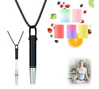 Breathing Necklace with Resistance, 2025 New Necklaces Anxiety Relief for Adults, Portable Stainless Steel Whistle Anxiety Necklace for Breathing Exercises, Meditation (Black)