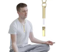 Breathing Necklace with Resistance, Anxiety Breathing Necklace with Flavoured Filter, Portable Breathe Resistance Necklace for Anxiety Relief (Gold)