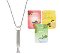 Breathing Necklace with Resistance, Anxiety Relief Breathing Necklace for Calm and Focus, Breath Training Sensory Pendant, Portable Relaxation Tool for Breathe Exercises, with 3 Refill Packs, Silver