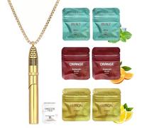 Breathing Necklace with Resistance,Anxiety Relief Breathing Necklace with Filters,Portable Breathe Pendant for Calm & Focus,for Men & Women,with 7 Flavoured Filters