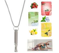 Breathing Necklace with Resistance, Breathe Free Necklace Anxiety Relief, Sensory Tool for Breathing Exercises, Portable Stress Relief Device with 3 Refill Packs for Calm and Focus, Gift for Adults