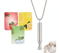 Breathing Necklace with Resistance, Breathe Free Necklace for Calm Focus, Breath Training Sensory Tool Anxiety Relief, Portable Relaxation Pendant with 3 Refill Packs, Gift for Adults, Silver