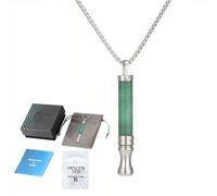 Breathing Necklace with Resistance,Breathing Resistance Necklace with Filter,for Anxiety Relief, Stress Reduction & Mindful Breathing (Green Crystal)
