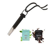 Breathing Necklace with Resistance,Breathlace with Fruit Flavour Cotton Core,Portable Breathing Necklace with Air Filter for Relaxation (C, Coffee and Mint)