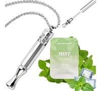 Breathing Necklace with Resistance Filters, Quit Breathlace Filter Help Stress & Anxiety Relief Neck Chain Mint Scent Perk up, Valentine's Day Breathing Exercises Meditation Gift for Women Men
