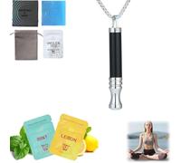 Breathing Necklace with Resistance - Flavoured Air Wooden Breathlace for Anxiety Relief, Stress Reduction & Mindful Breathing - Ideal for Adults in Work, Travel, and Relaxation (Obsidian)