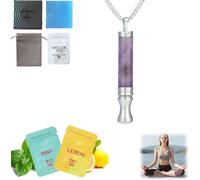 Breathing Necklace with Resistance - Flavoured Air Wooden Breathlace for Anxiety Relief, Stress Reduction & Mindful Breathing - Ideal for Adults in Work, Travel, and Relaxation (Strawberry Crystal)